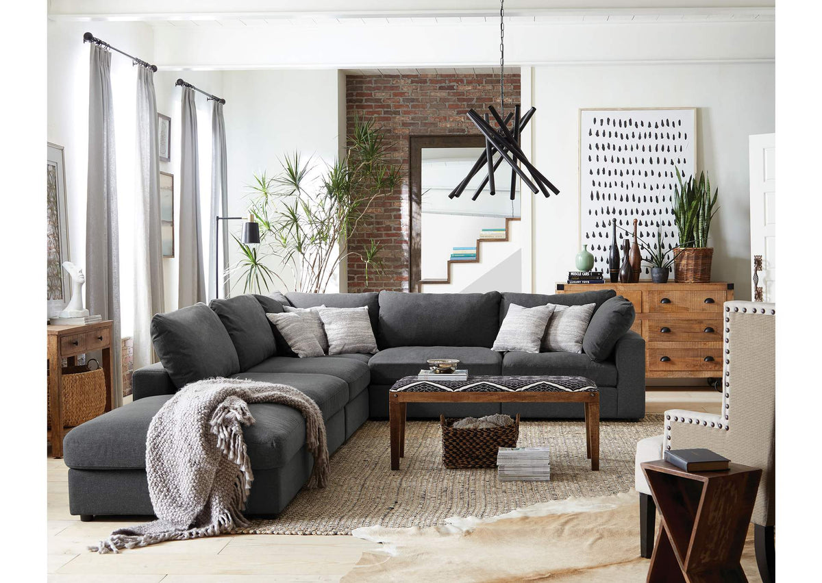 Serene 6-piece Upholstered Modular Sectional Sofa Charcoal