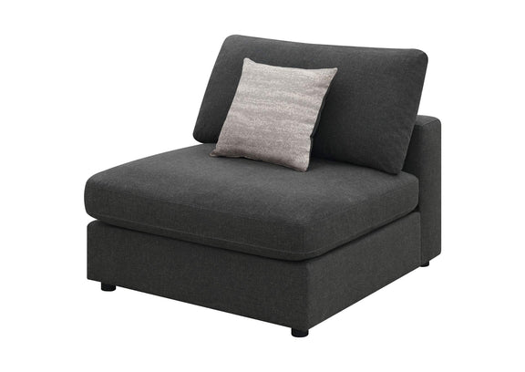 551324 Serene Upholstered Armless Chair Charcoal