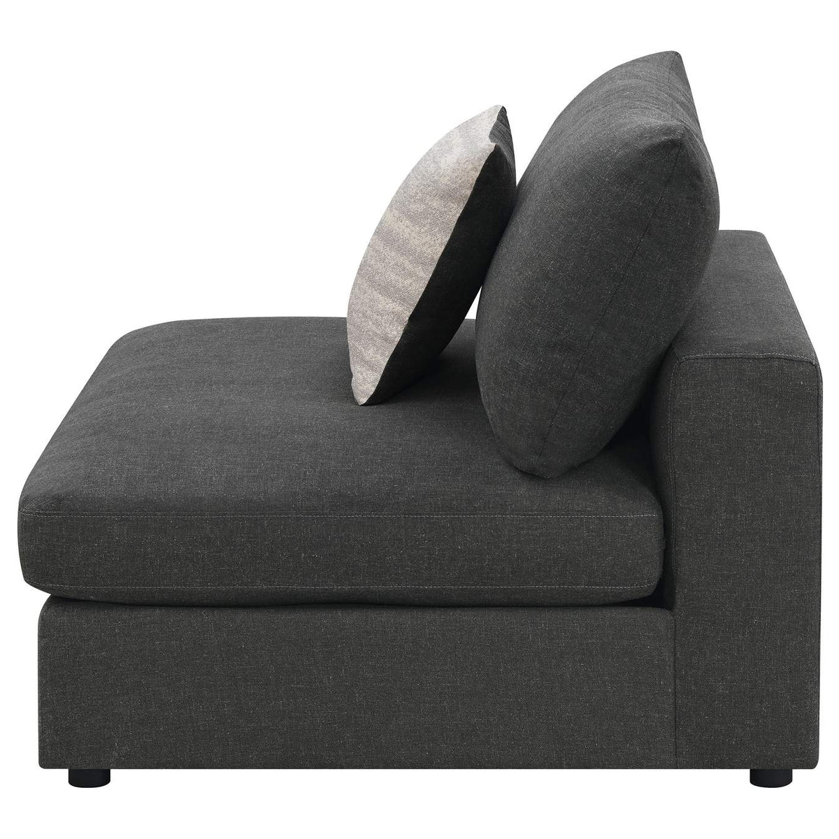 551324 Serene Upholstered Armless Chair Charcoal