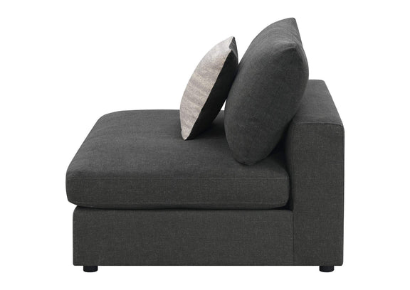551324 Serene Upholstered Armless Chair Charcoal