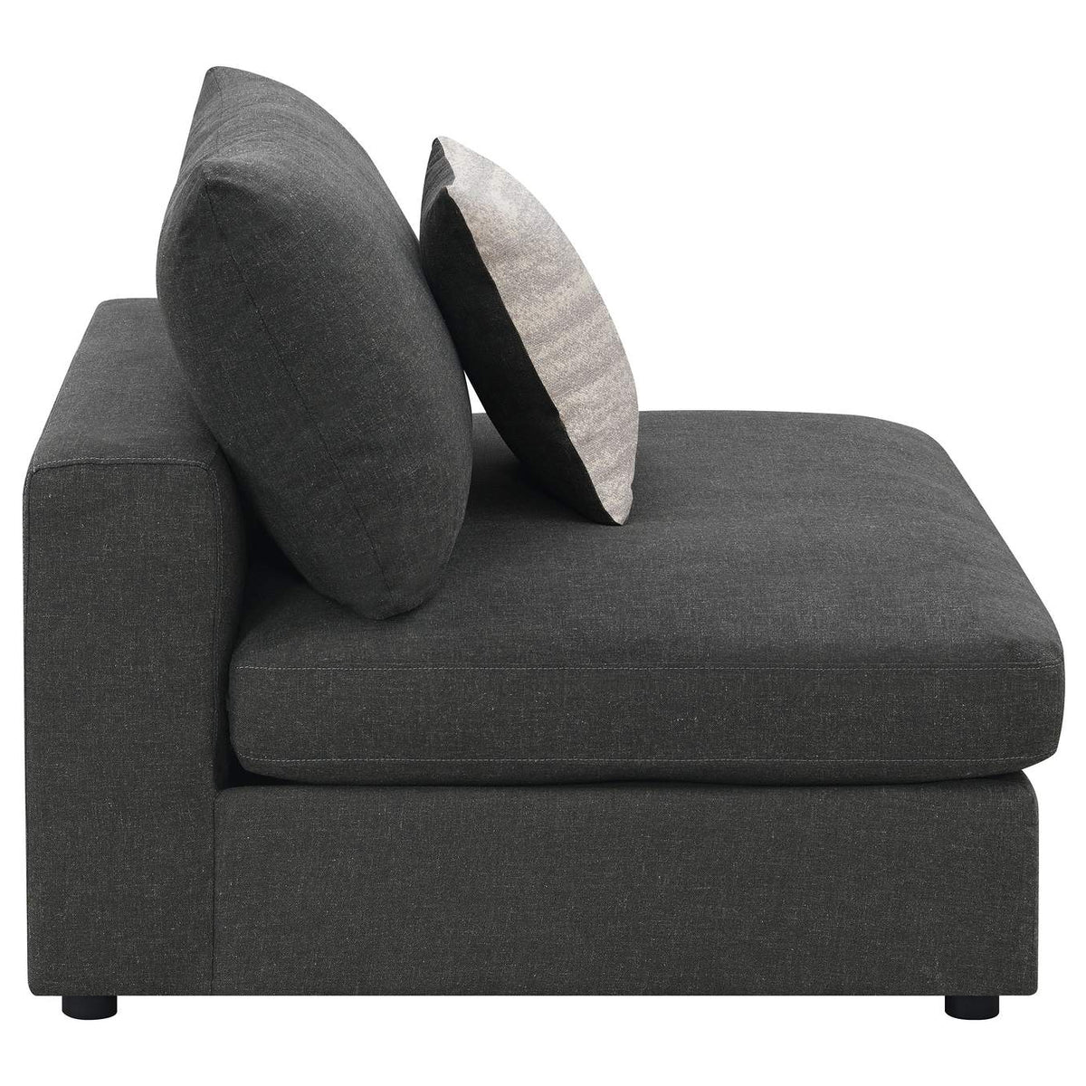 551324 Serene Upholstered Armless Chair Charcoal