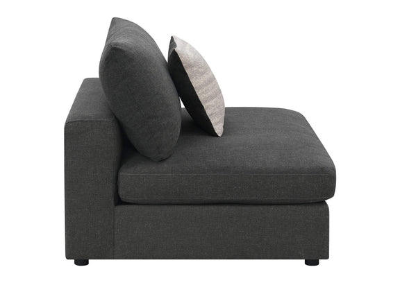 551324 Serene Upholstered Armless Chair Charcoal