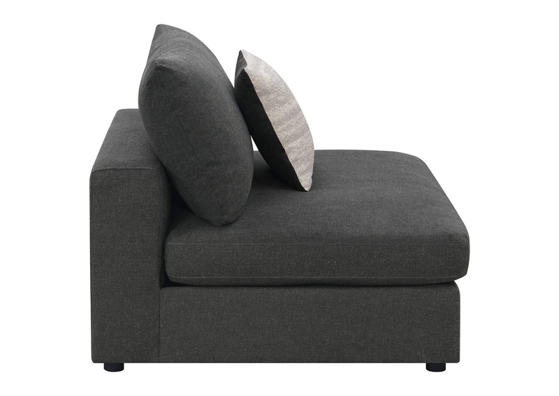 551324 Serene Upholstered Armless Chair Charcoal