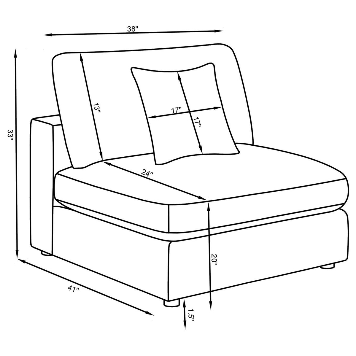 551324 Serene Upholstered Armless Chair Charcoal