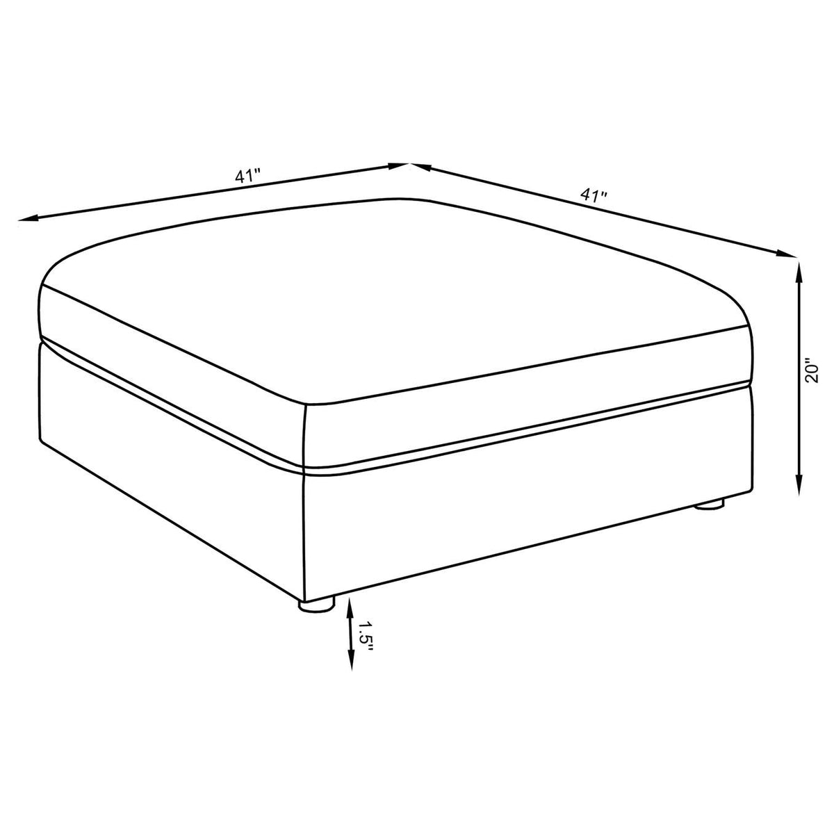 551326 Serene Square Upholstered Ottoman Charcoal