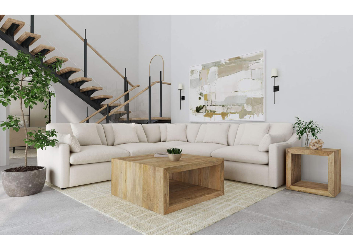 551451-SETA Hobson 5-piece Upholstered Modular Sectional Sofa Ivory