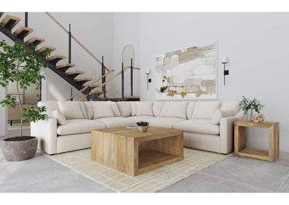 551451-SETA Hobson 5-piece Upholstered Modular Sectional Sofa Ivory