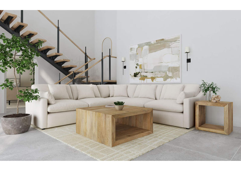 551451-SETA Hobson 5-piece Upholstered Modular Sectional Sofa Ivory