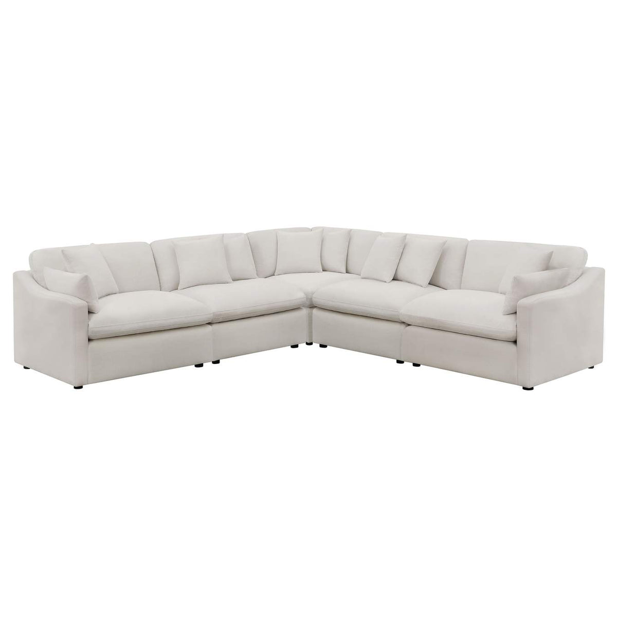 551451-SETA Hobson 5-piece Upholstered Modular Sectional Sofa Ivory