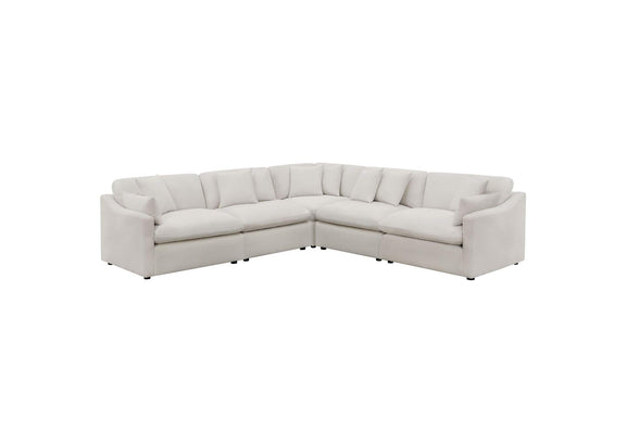 551451-SETA Hobson 5-piece Upholstered Modular Sectional Sofa Ivory