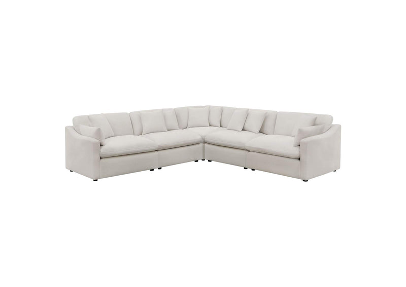 551451-SETA Hobson 5-piece Upholstered Modular Sectional Sofa Ivory