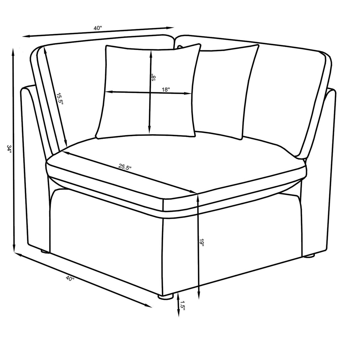 551451-SETA Hobson 5-piece Upholstered Modular Sectional Sofa Ivory