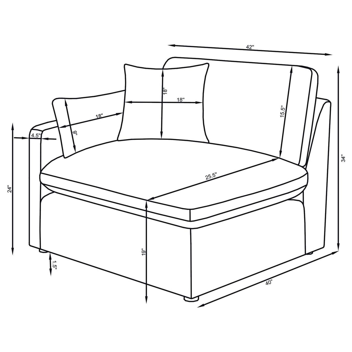 551451-SETA Hobson 5-piece Upholstered Modular Sectional Sofa Ivory