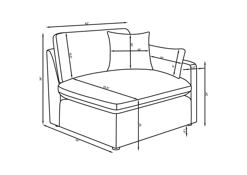 551451-SETA Hobson 5-piece Upholstered Modular Sectional Sofa Ivory