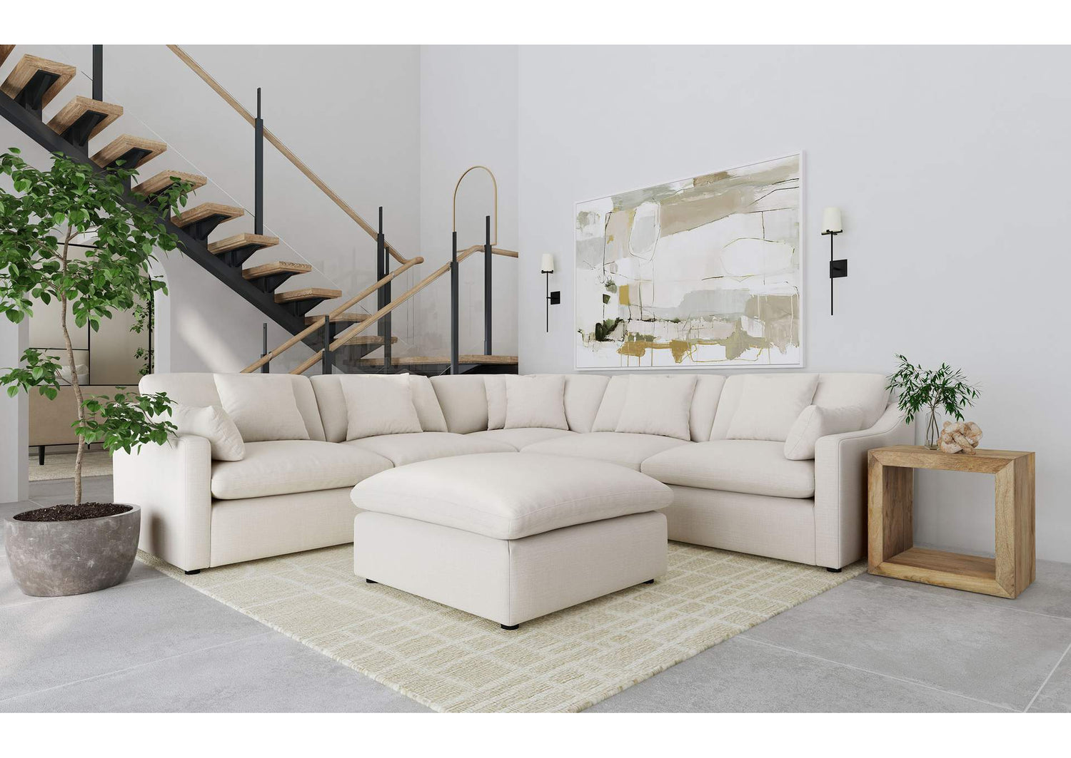 Hobson 6-piece Upholstered Modular Sectional Sofa Ivory
