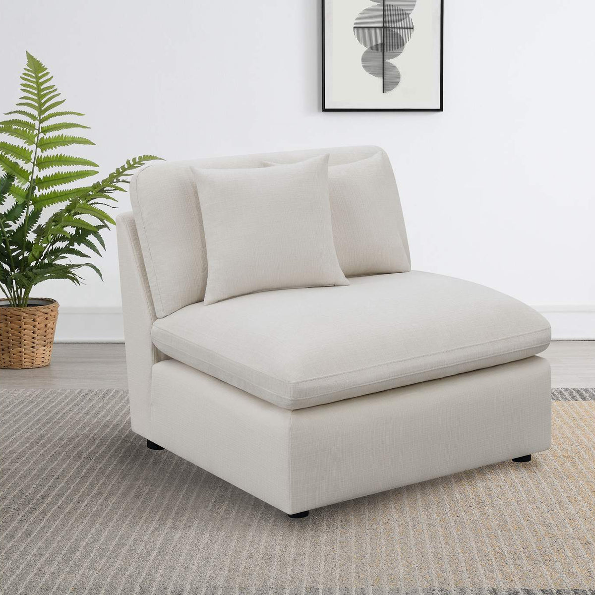 551451 Hobson Upholstered Armless Chair Ivory