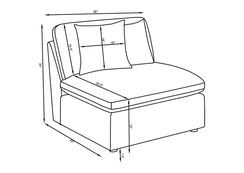 551451 Hobson Upholstered Armless Chair Ivory