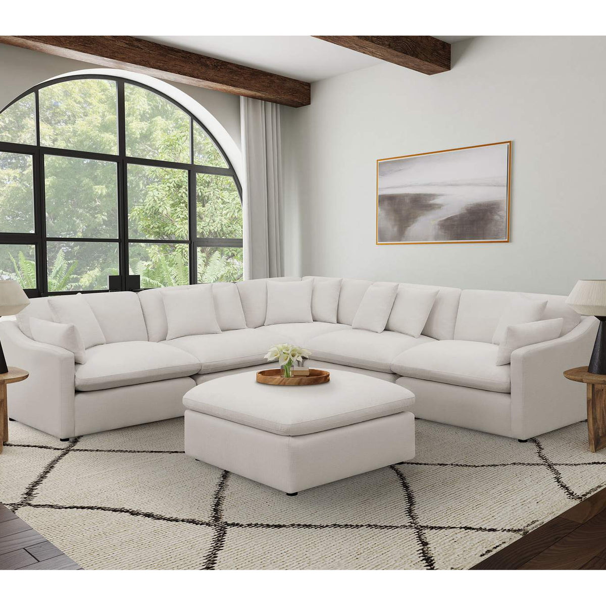551451 Hobson Upholstered Armless Chair Ivory