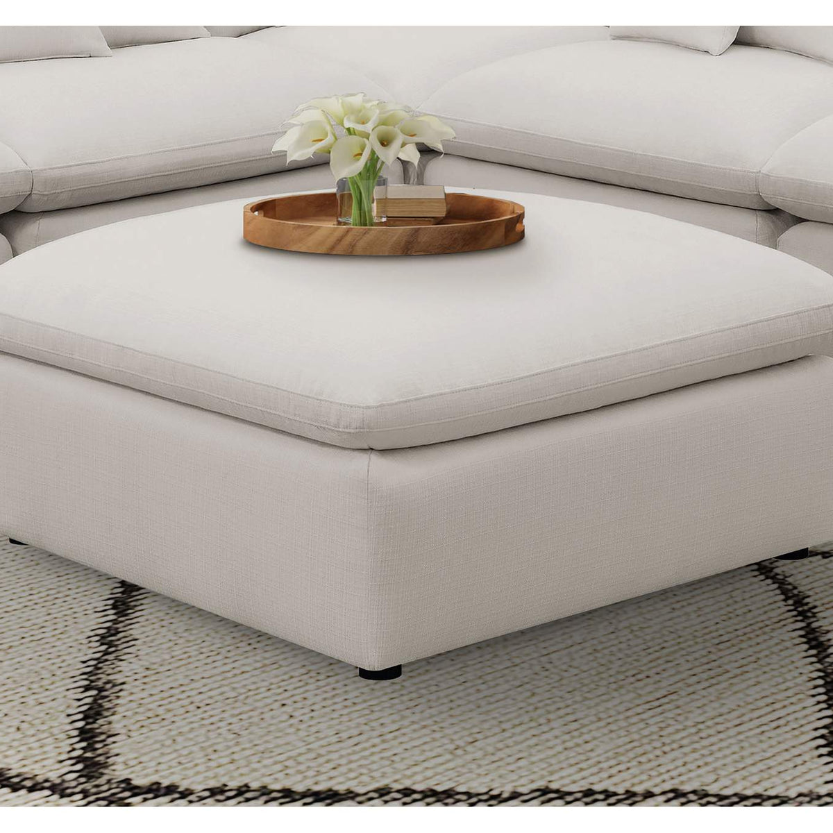 551453 Hobson Square Upholstered Ottoman Ivory