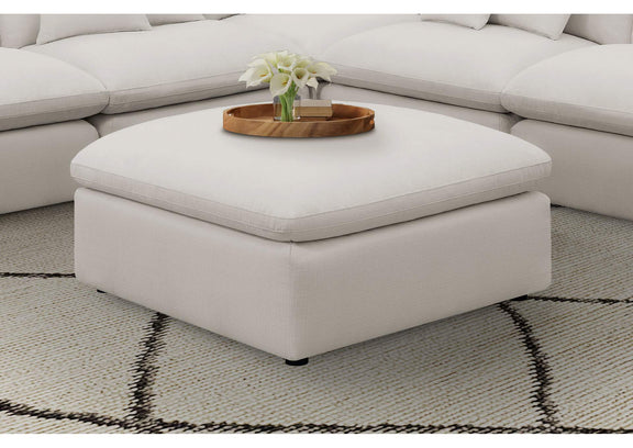 551453 Hobson Square Upholstered Ottoman Ivory