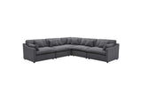 551455-SETA Hobson 5-piece Upholstered Modular Sectional Sofa Charcoal
