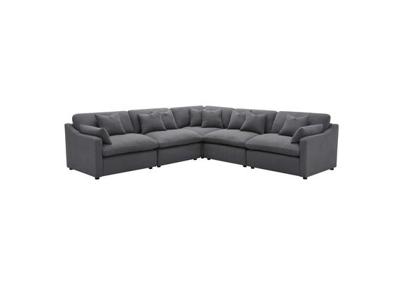 551455-SETA Hobson 5-piece Upholstered Modular Sectional Sofa Charcoal