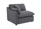 551455-SETA Hobson 5-piece Upholstered Modular Sectional Sofa Charcoal