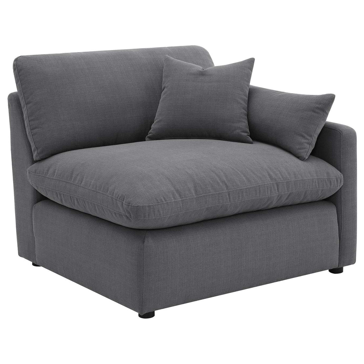 551455-SETA Hobson 5-piece Upholstered Modular Sectional Sofa Charcoal
