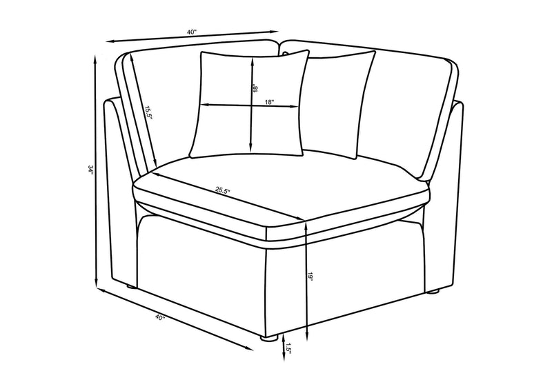 551455-SETA Hobson 5-piece Upholstered Modular Sectional Sofa Charcoal