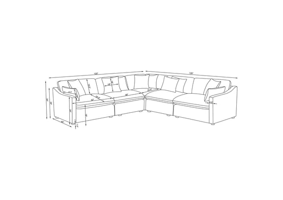 551455-SETA Hobson 5-piece Upholstered Modular Sectional Sofa Charcoal
