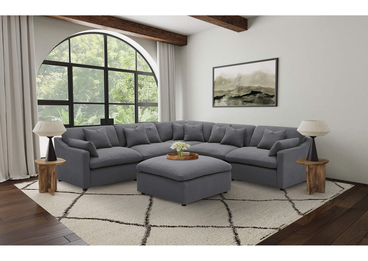 551455-SET Hobson 6-piece Upholstered Modular Sectional Sofa Charcoal