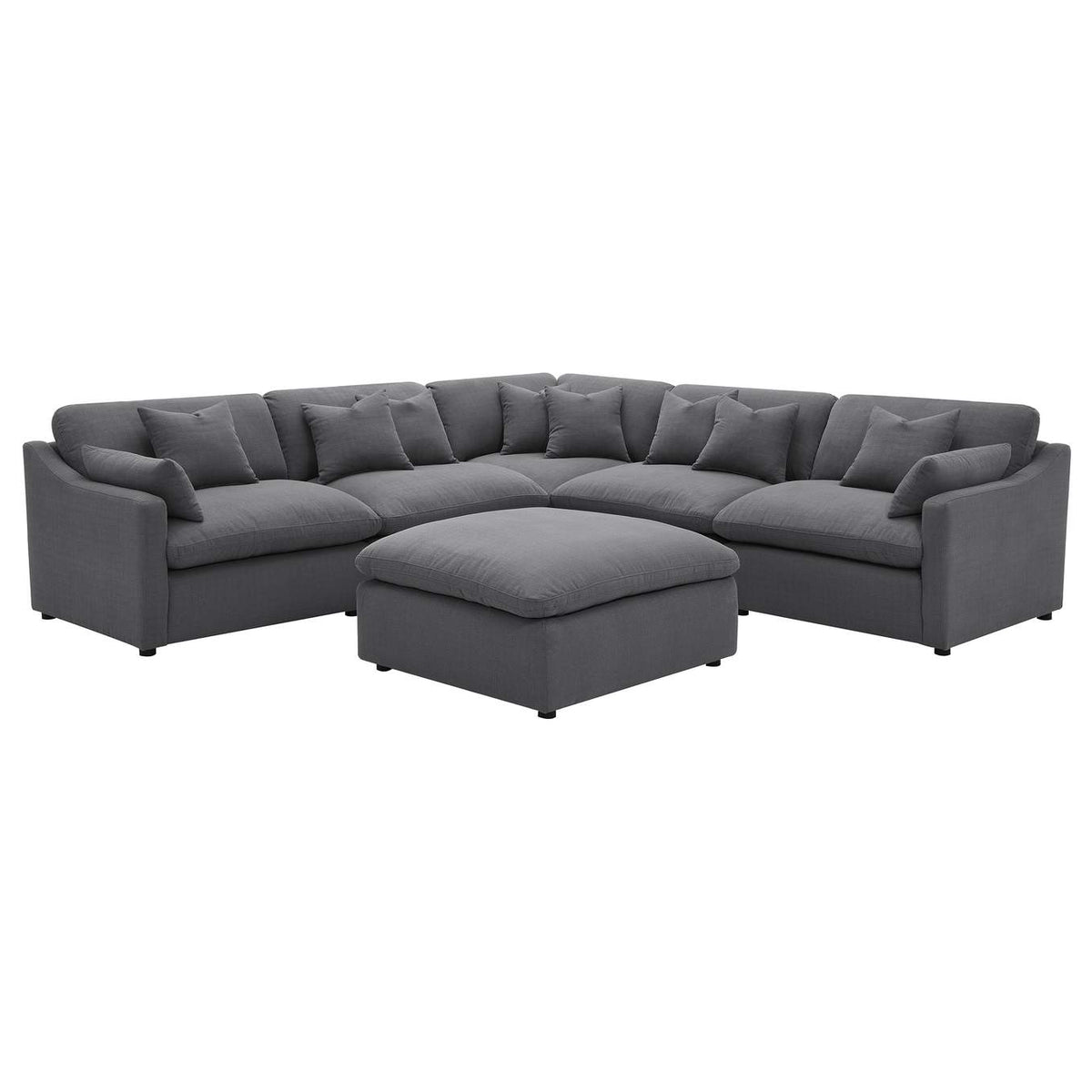 551455-SET Hobson 6-piece Upholstered Modular Sectional Sofa Charcoal