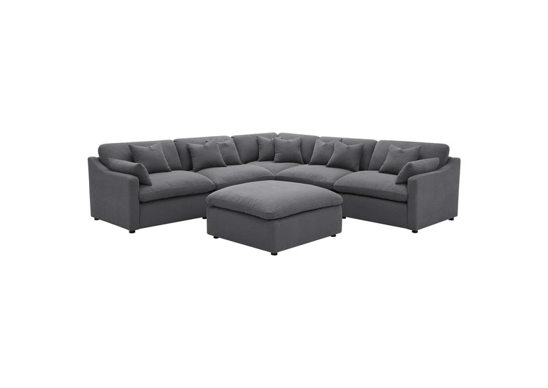 551455-SET Hobson 6-piece Upholstered Modular Sectional Sofa Charcoal