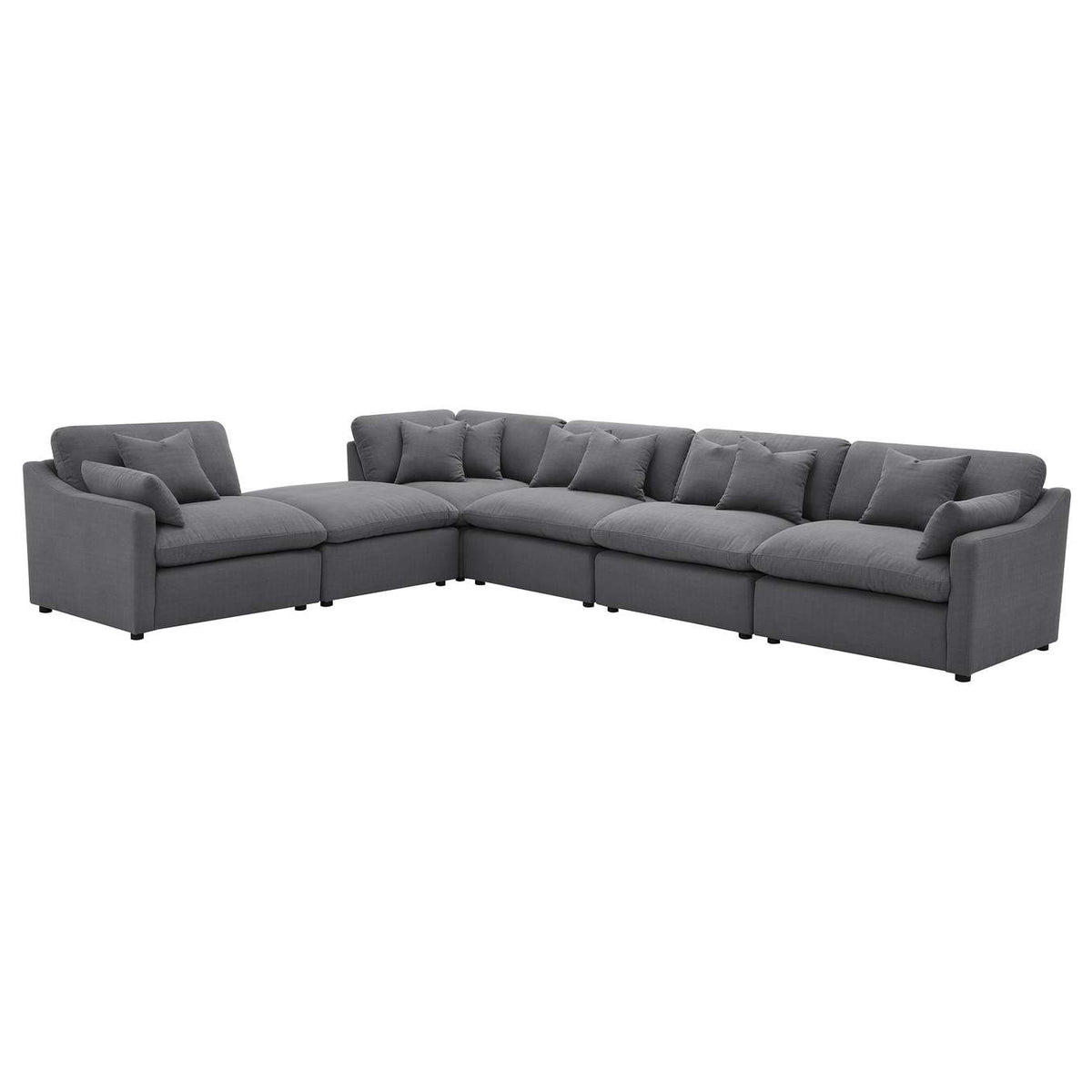 551455-SET Hobson 6-piece Upholstered Modular Sectional Sofa Charcoal