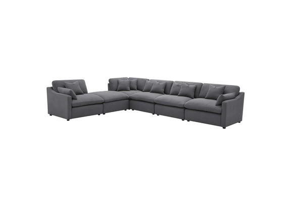 551455-SET Hobson 6-piece Upholstered Modular Sectional Sofa Charcoal