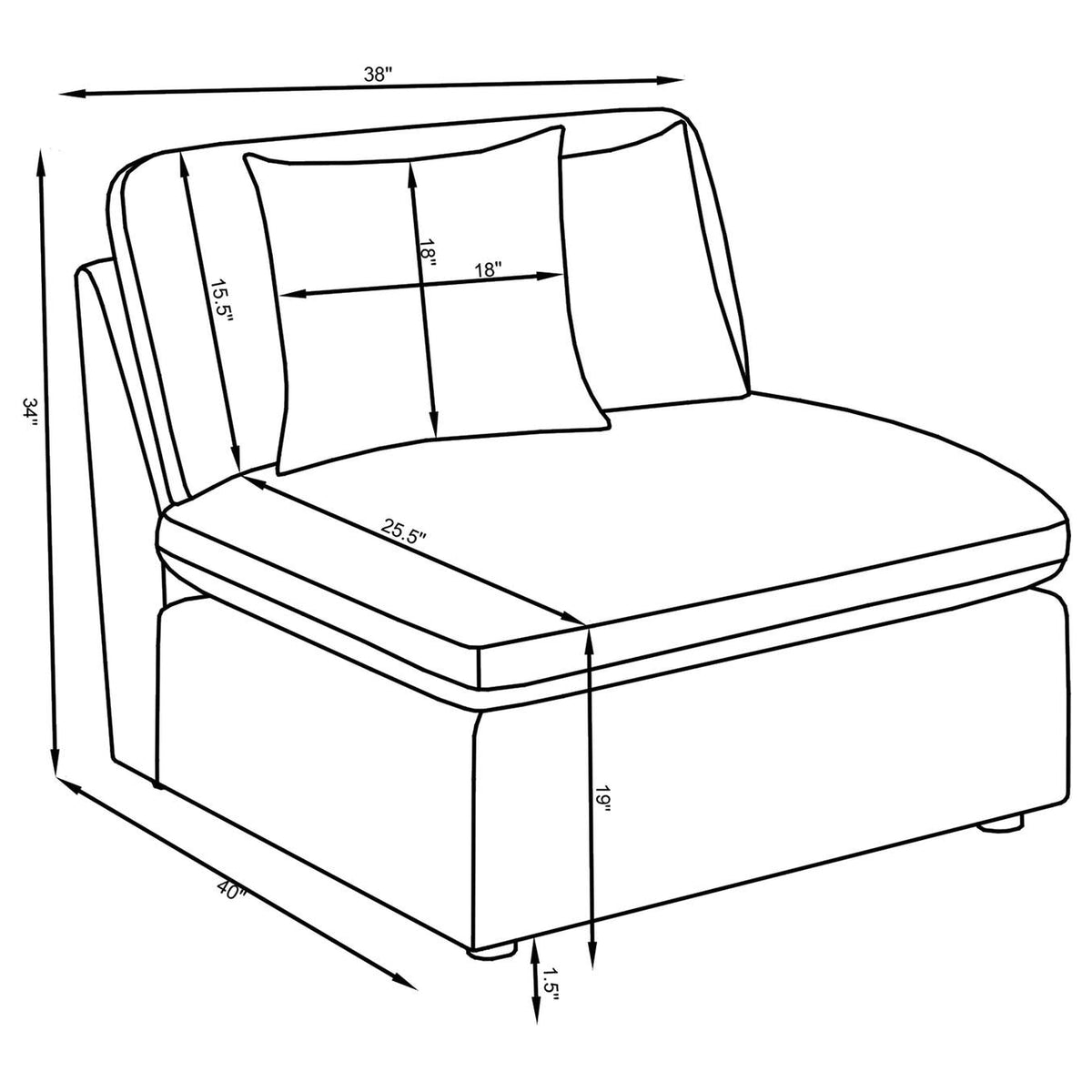551455 Hobson Upholstered Armless Chair Charcoal