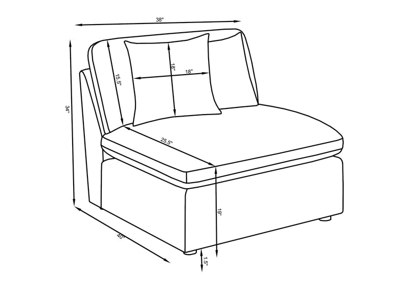 551455 Hobson Upholstered Armless Chair Charcoal