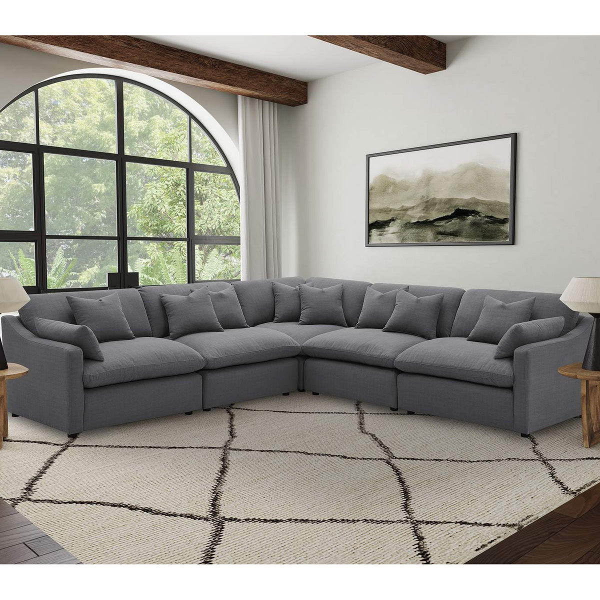 551455 Hobson Upholstered Armless Chair Charcoal