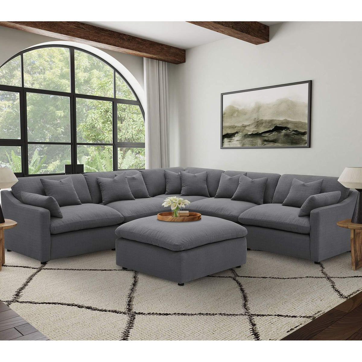 551455 Hobson Upholstered Armless Chair Charcoal