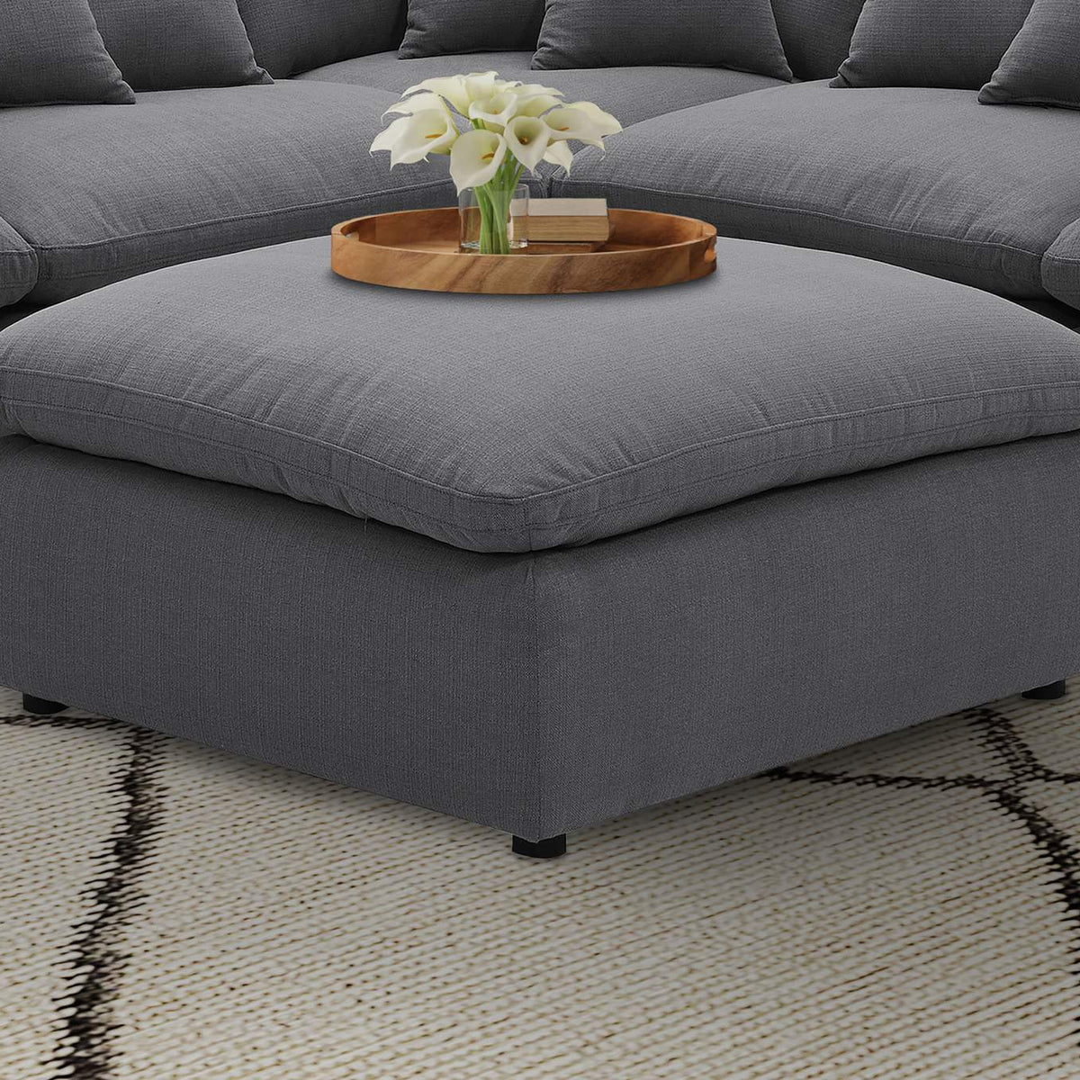 551457 Hobson Square Upholstered Ottoman Charcoal