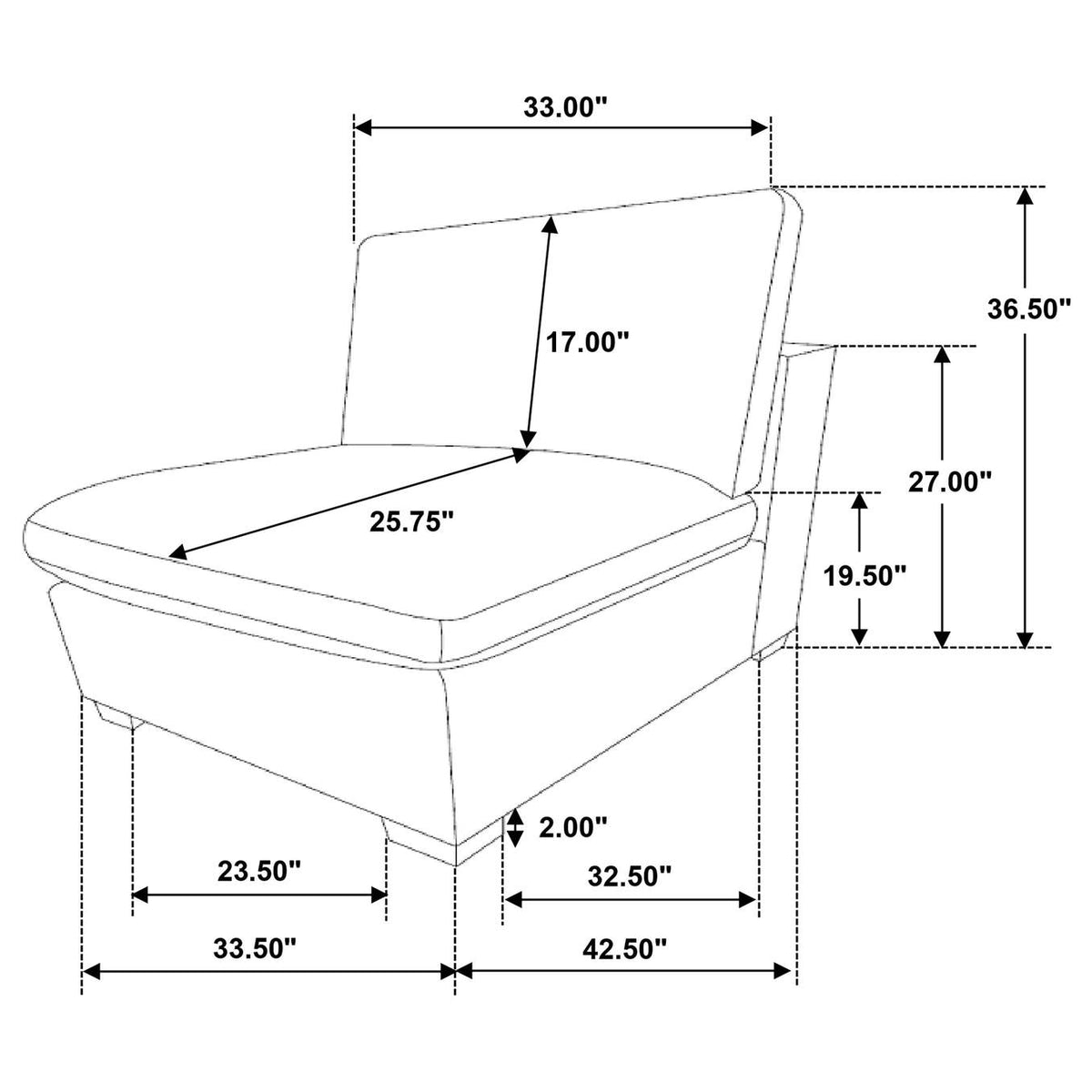551461 Lakeview Upholstered Armless Chair Ivory