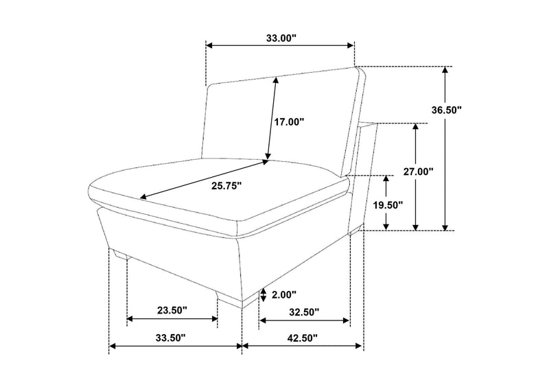 551461 Lakeview Upholstered Armless Chair Ivory