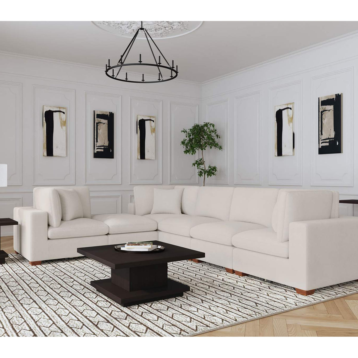 551463 Lakeview Rectangular Upholstered Ottoman Ivory