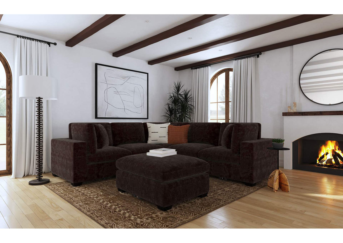 Lakeview 6-piece Upholstered Modular Sectional Chocolate