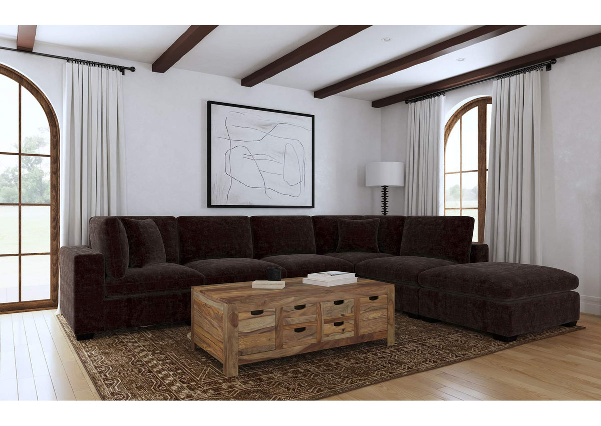 Lakeview 6-piece Upholstered Modular Sectional Chocolate