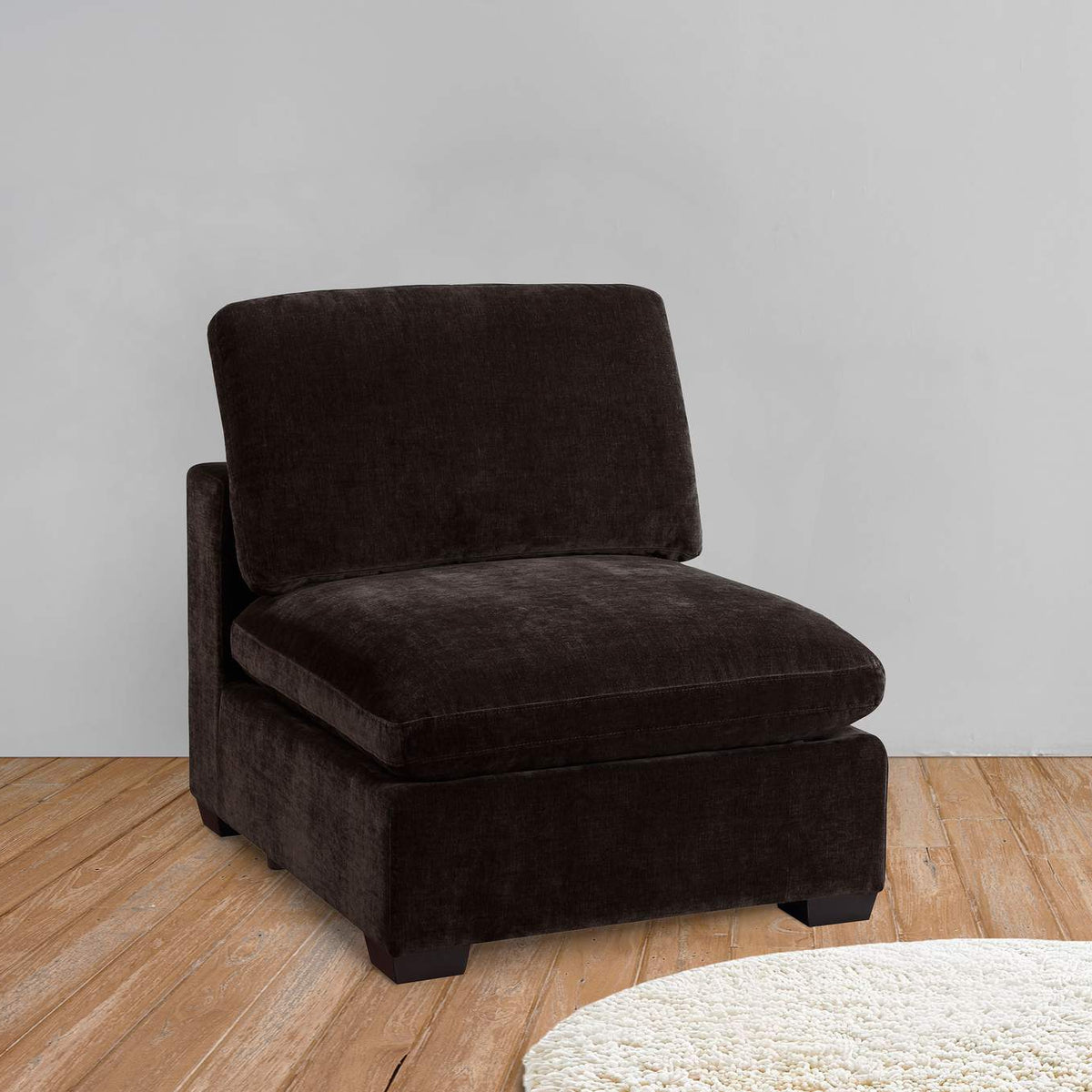 551464 Lakeview Upholstered Armless Chair Dark Chocolate