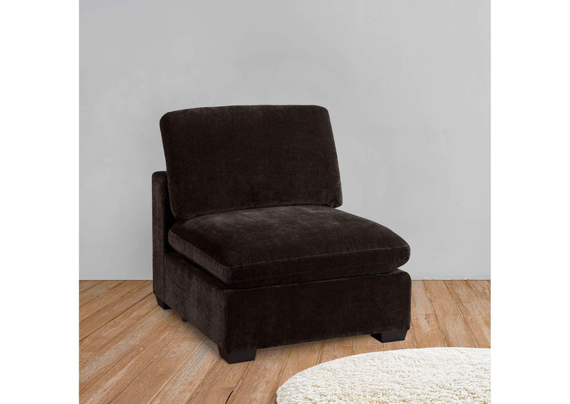 551464 Lakeview Upholstered Armless Chair Dark Chocolate