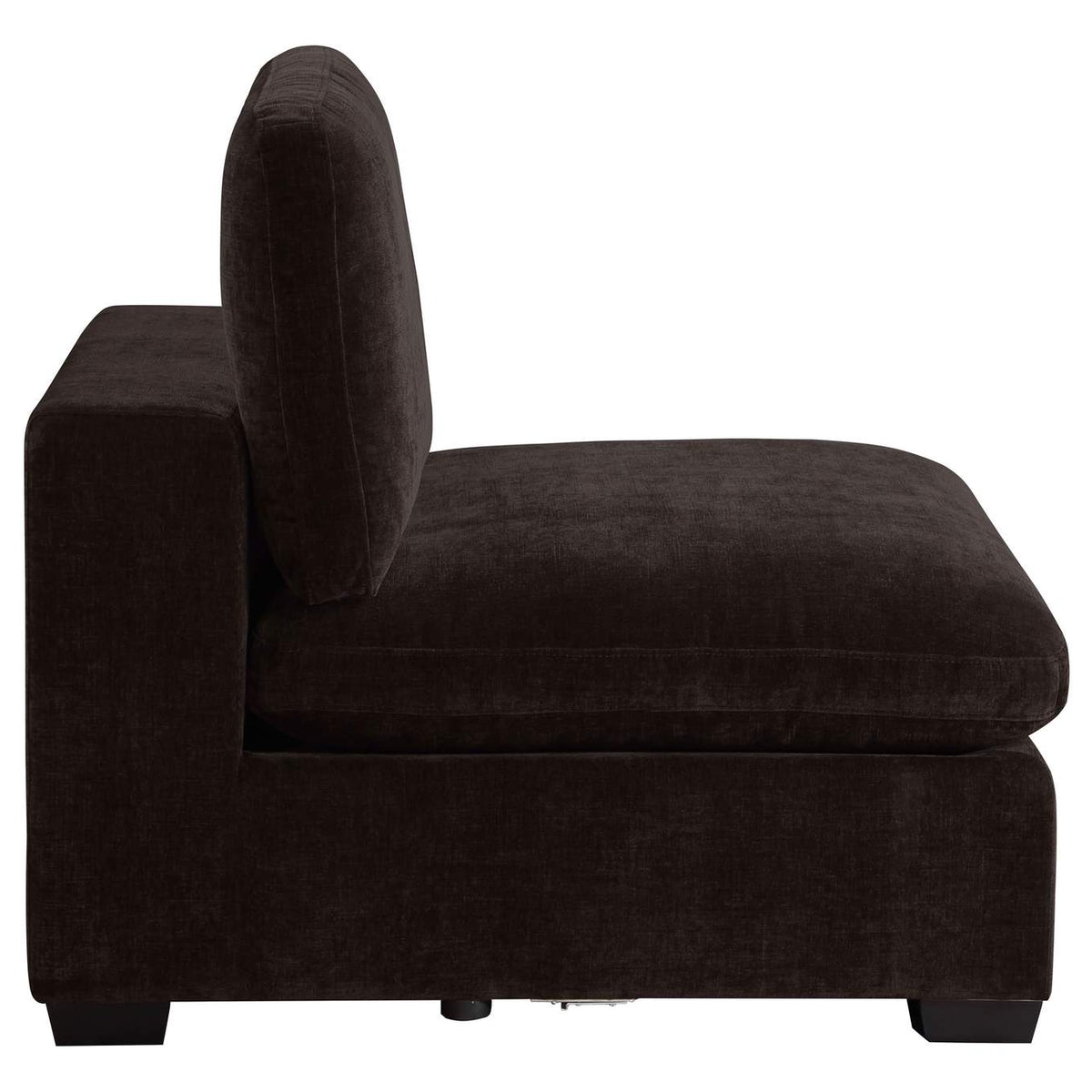 551464 Lakeview Upholstered Armless Chair Dark Chocolate