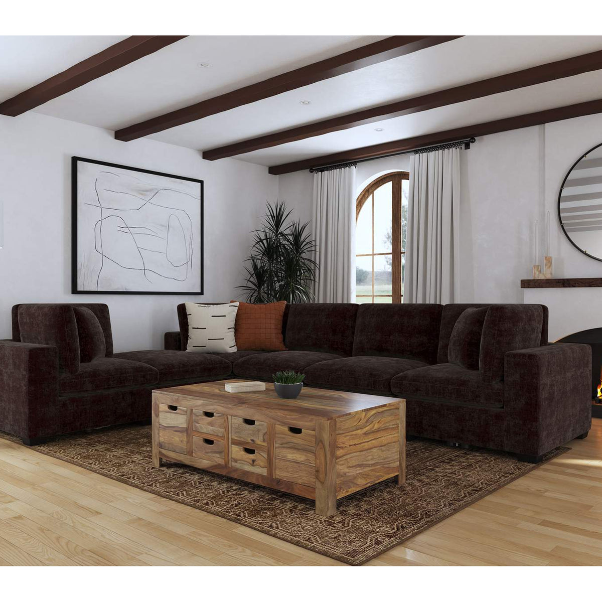 551464 Lakeview Upholstered Armless Chair Dark Chocolate