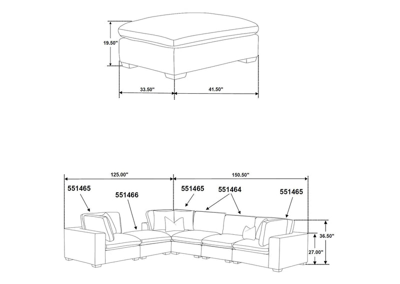 551466 Lakeview Rectangular Upholstered Ottoman Dark Chocolate